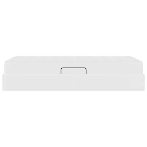 Легло с място за съхранение и матрак с матрак 2 pcs Бяло Кожа