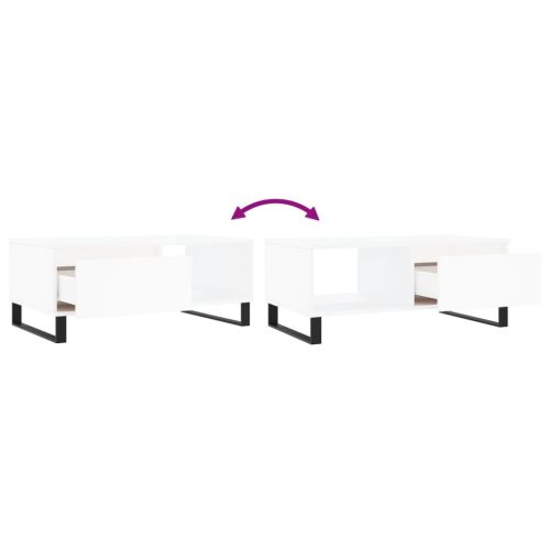 Кафе маса, бяла, 90x50x36,5 см, инженерно дърво