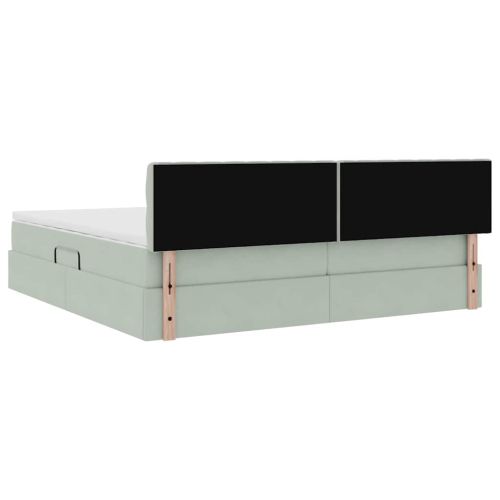 Легло с място за съхранение и LED с LED Светлосиво 200 x 200 cm