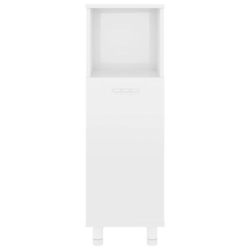 Шкаф за баня, бял гланц, 30x30x95 см, инженерно дърво