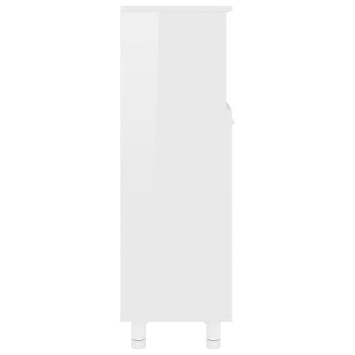 Шкаф за баня, бял гланц, 30x30x95 см, инженерно дърво