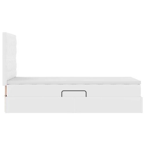 Легло с място за съхранение и LED с LED Чисто бяло 100 x 200 cm