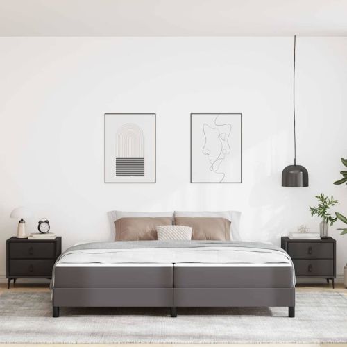 Рамка за легло с матрак Сив 200 x 200 cm текстил