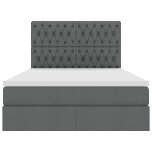 Легло с място за съхранение и LED с LED Тъмен сив 140 x 190 cm