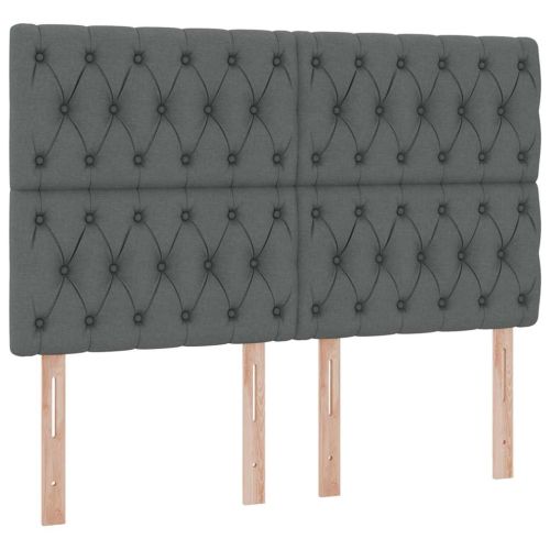 Легло с място за съхранение и LED с LED Тъмен сив 140 x 190 cm