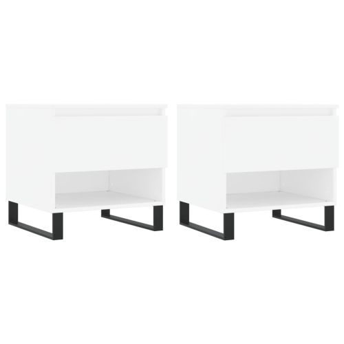 Маси за кафе, 2 бр, бели, 50x46x50 см, инженерно дърво