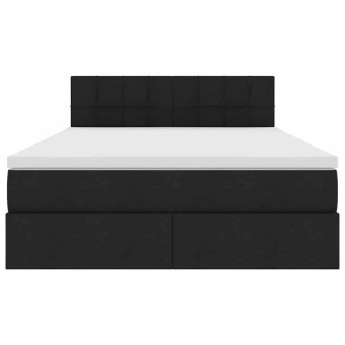 Легло с място за съхранение и LED Черно 140 x 190 cm текстил