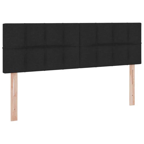 Легло с място за съхранение и LED Черно 140 x 190 cm текстил