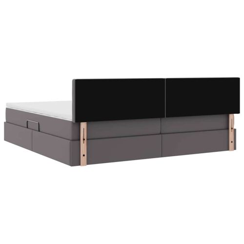 Легло с място за съхранение и LED с LED Светлосиво 200 x 200 cm