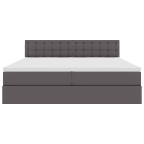 Легло с място за съхранение и LED Сив 200 x 200 cm Изкуствена