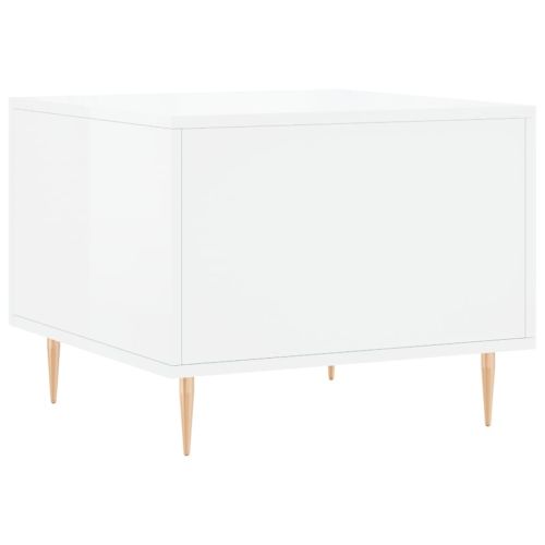 Кафе маси, 2 бр, Бял гланц, 50x50x40 см, инженерно дърво