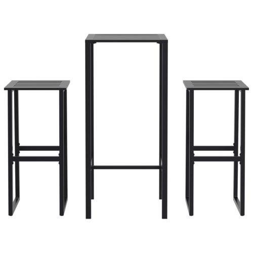 Градински бар комплект 3 части черен прахово боядисана стомана