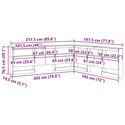 Табла за съхранение с рафт Бяло 180 cm Инженерно дърво
