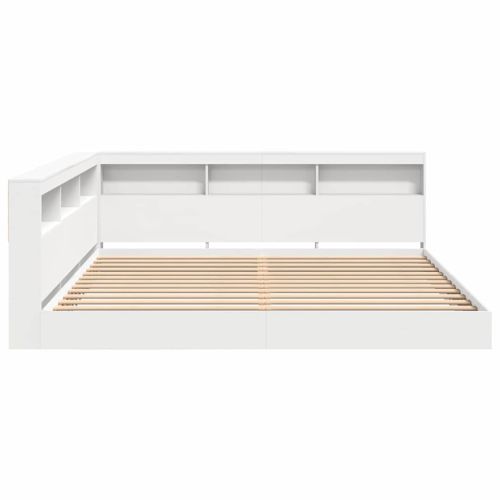 Легло с библиотека с таблото Бяло 180 x 200 cm Инженерно дърво