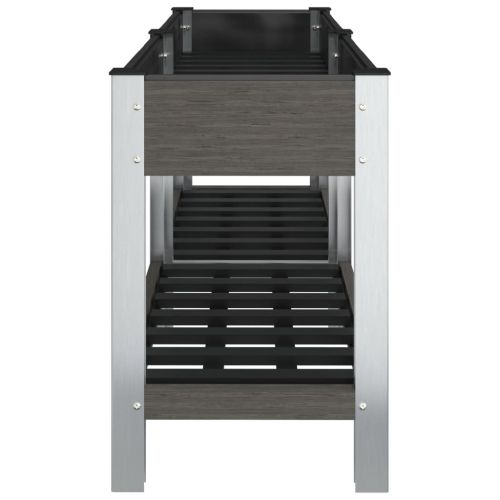 Градинска повдигната леха с рафт, сива, 150x50x75 см, WPC