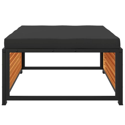 Градинска табуретка с възглавница 68x68x30 см акация масив