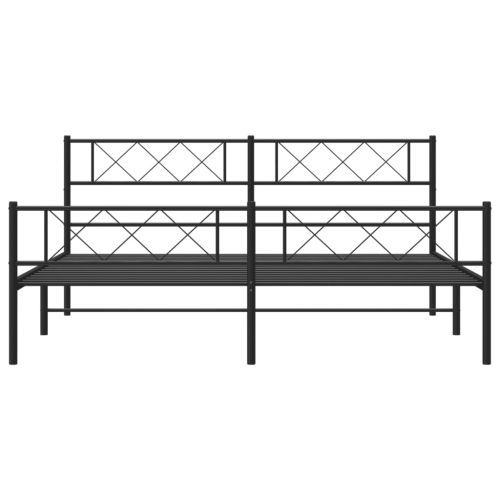 Метална рамка за легло, без матрак, с табли, черна, 180x200 см