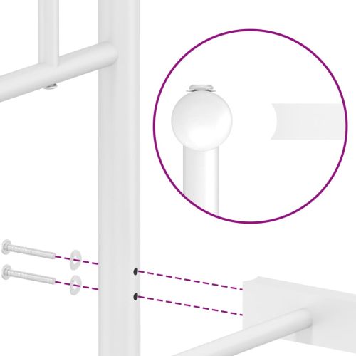 Метална рамка за легло, без матрак, с табла, бяла, 75x190 см