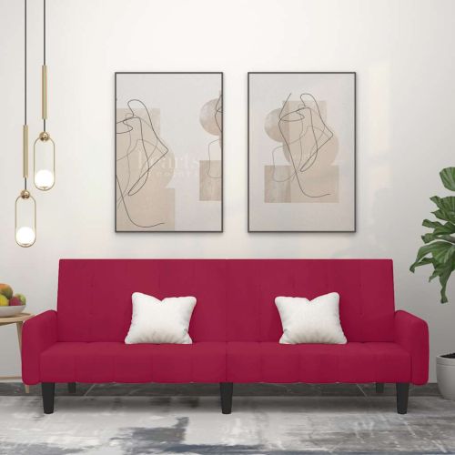 2-местно разтегателно канапе, виненочервено, кадифе