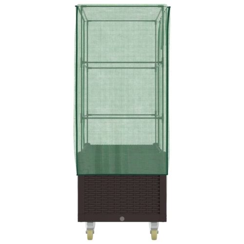 Повдигнато легло с капак и колела, ратанова визия, 80x50x182 см