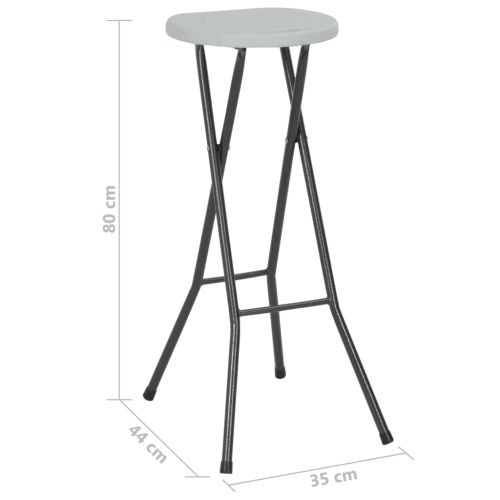 Сгъваеми бар табуретки, 2 бр, HDPE и стомана, бели