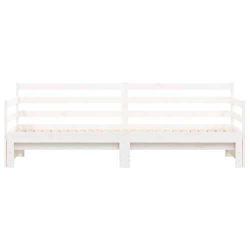 Канапе с изтеглящо разтегателно легло бяло 90x200 см бор масив