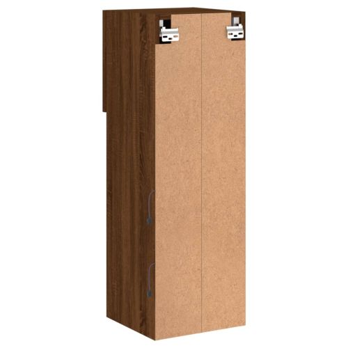 ТВ шкафове с LED осветление 2 бр кафяв дъб 30,5x30x90 см