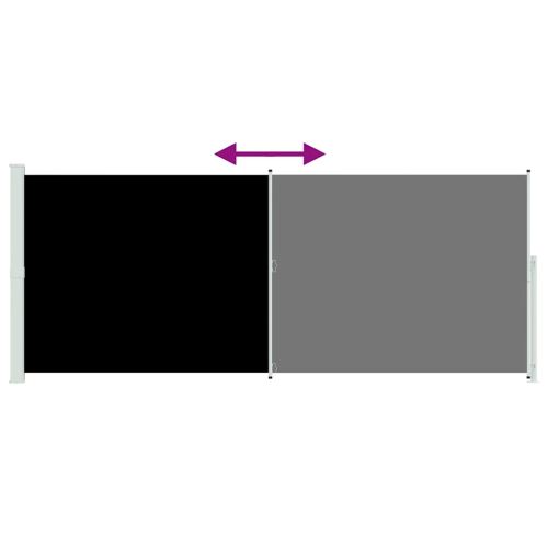 Прибираща се дворна странична тента, 200x500 см, черна