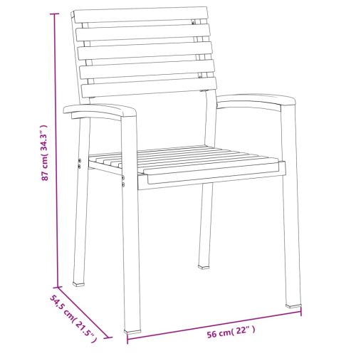 Стифиращи градински столове, 8 бр, акация масив и метал