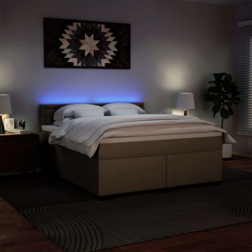 Боксспринг легло с матрак, капучино, 180x200см, изкуствена кожа