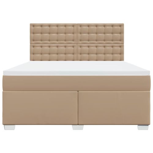 Боксспринг легло с матрак, капучино, 180x200см, изкуствена кожа