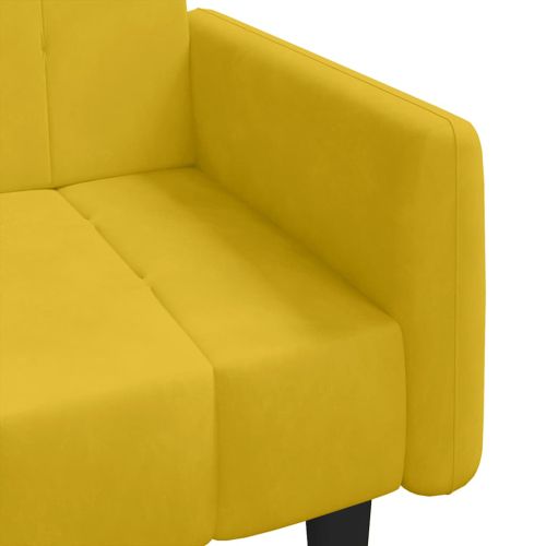 2-местно разтегателно канапе, жълто, кадифе