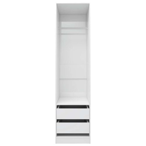 Гардероб с чекмеджета, бял гланц, 50x50x200 см, ПДЧ