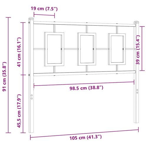 Метална резервна табла за легло, черна, 100 см