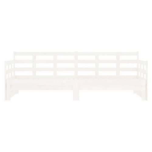 Разтегателна кушетка, бяла, борово дърво масив, 2x(80x200) см