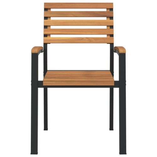 Стифиращи градински столове, 4 бр, акация масив и метал