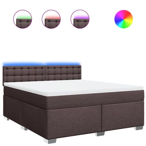 Боксспринг легло с матрак, тъмнокафяво, 180x200 см, плат