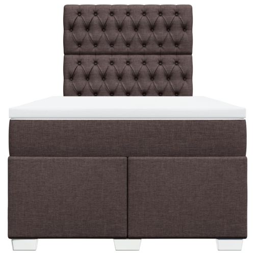 Боксспринг легло с матрак, тъмнокафяво, 120x190 см, плат