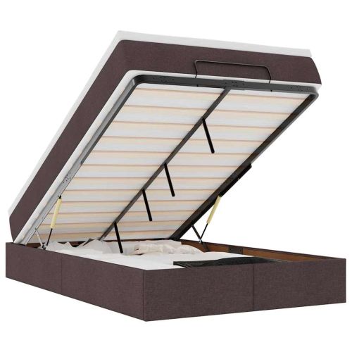 Османска легло с матрак, тъмнокафяво, 120x190 см, плат