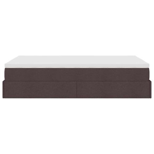 Османска легло с матрак, тъмнокафяво, 120x190 см, плат
