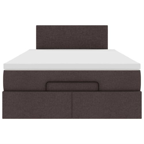 Османска легло с матрак, тъмнокафяво, 120x190 см, плат