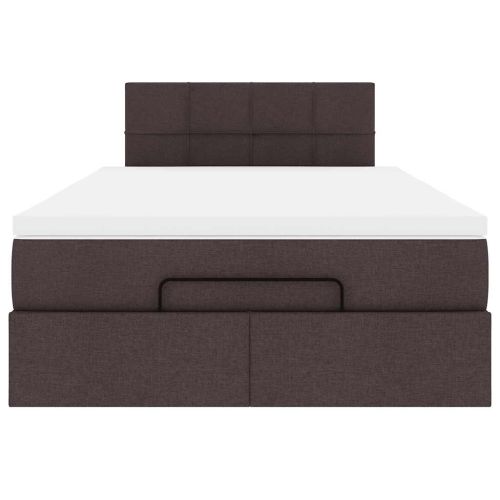 Османска легло с матрак, тъмнокафяво, 120x190 см, плат