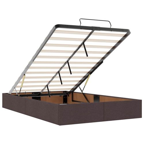 Османска легло с матрак, тъмнокафяво, 120x190 см, плат