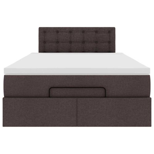 Османска легло с матрак, тъмнокафяво, 120x190 см, плат
