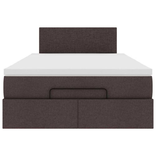 Османска легло с матрак и LED, тъмнокафяво, 120x190 см, плат