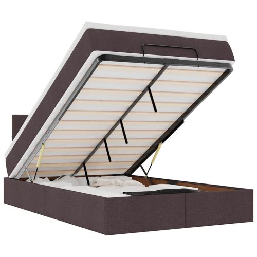 Османска легло с матрак и LED, тъмнокафяво, 120x190 см, плат