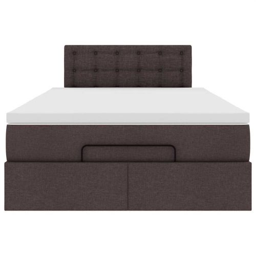 Османска легло с матрак и LED, тъмнокафяво, 120x190 см, плат