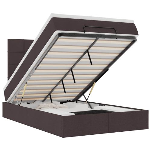 Османска легло с матрак, тъмнокафяво, 120x190 см, плат