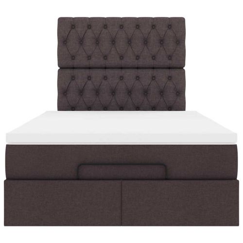 Османска легло с матрак, тъмнокафяво, 120x190 см, плат