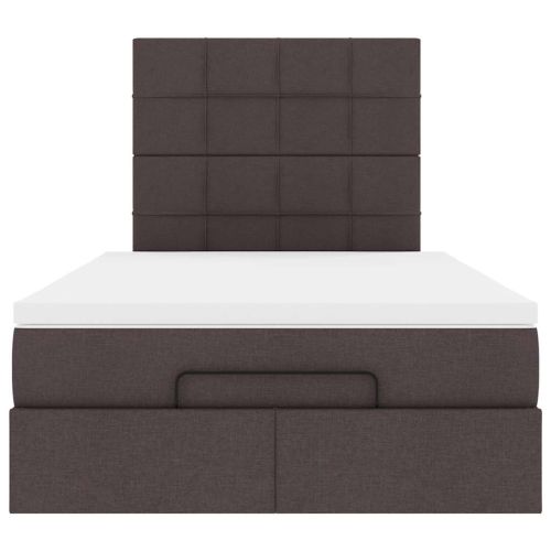 Османска легло с матрак и LED, тъмнокафяво, 120x190 см, плат